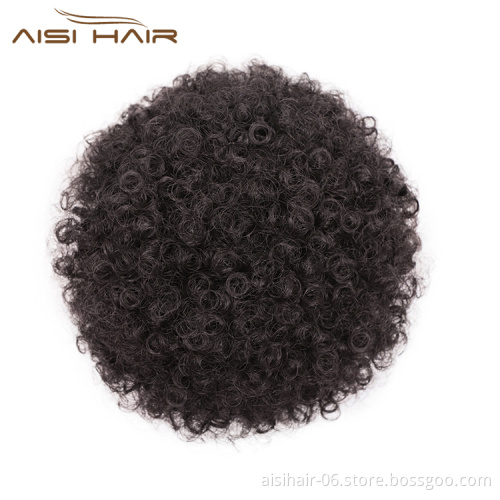 Aisi Hair Short Kinky Fluffy Synthetic Hair Bun Black Ponytail Afro Short Puff Curly Chignon Hair Extension For Black Women